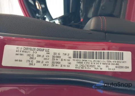 2014 Dodge Durango R/T из США, поврежденный, VIN 1C4SDJCT9EC455251